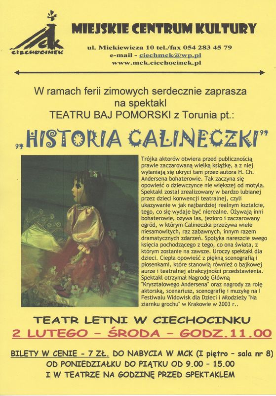 Historia Calineczki w Teatrze Letnim